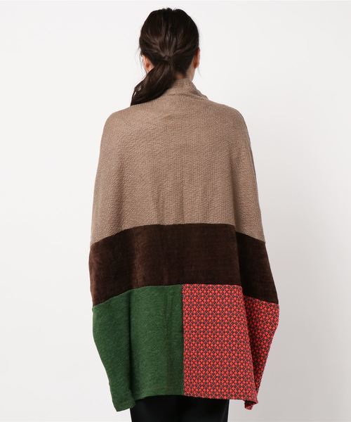 チャイハネ（チャイハネ）の「【チャイハネ】異素材ミックスパッチワークカーディガン（カーディガン/ボレロ・レディース・オレンジ/ネイビー/ベージュ・FREE）」の6枚目の写真