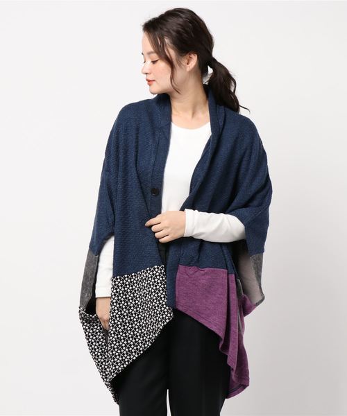 チャイハネ（チャイハネ）の「【チャイハネ】異素材ミックスパッチワークカーディガン（カーディガン/ボレロ・レディース・オレンジ/ネイビー/ベージュ・FREE）」の13枚目の写真