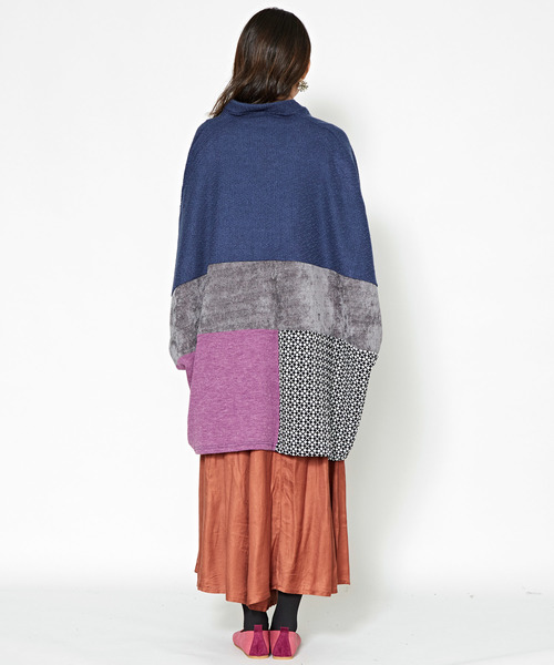 チャイハネ（チャイハネ）の「【チャイハネ】異素材ミックスパッチワークカーディガン（カーディガン/ボレロ・レディース・オレンジ/ネイビー/ベージュ・FREE）」の16枚目の写真