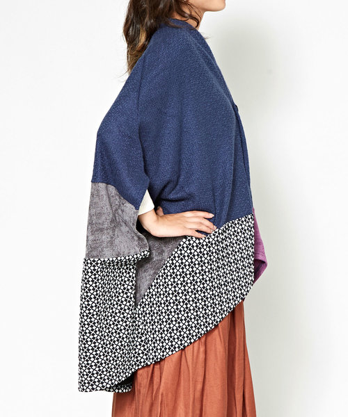 チャイハネ（チャイハネ）の「【チャイハネ】異素材ミックスパッチワークカーディガン（カーディガン/ボレロ・レディース・オレンジ/ネイビー/ベージュ・FREE）」の17枚目の写真