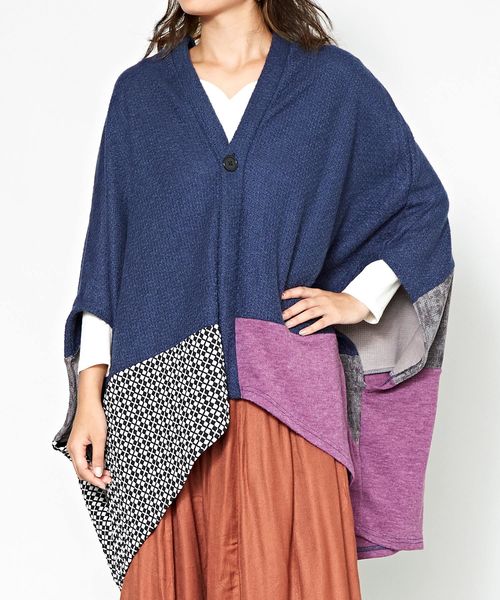 チャイハネ（チャイハネ）の「【チャイハネ】異素材ミックスパッチワークカーディガン（カーディガン/ボレロ・レディース・オレンジ/ネイビー/ベージュ・FREE）」の18枚目の写真