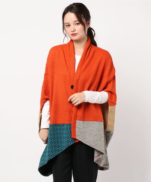 チャイハネ（チャイハネ）の「【チャイハネ】異素材ミックスパッチワークカーディガン（カーディガン/ボレロ・レディース・オレンジ/ネイビー/ベージュ・FREE）」の19枚目の写真