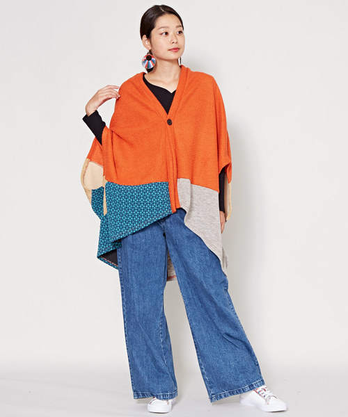 チャイハネ（チャイハネ）の「【チャイハネ】異素材ミックスパッチワークカーディガン（カーディガン/ボレロ・レディース・オレンジ/ネイビー/ベージュ・FREE）」の20枚目の写真