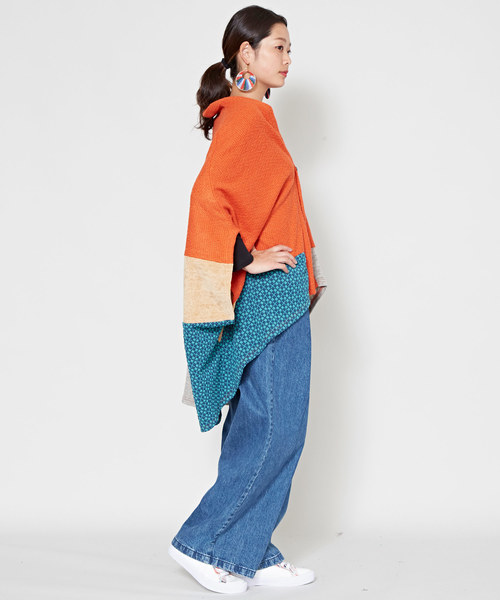 チャイハネ（チャイハネ）の「【チャイハネ】異素材ミックスパッチワークカーディガン（カーディガン/ボレロ・レディース・オレンジ/ネイビー/ベージュ・FREE）」の21枚目の写真