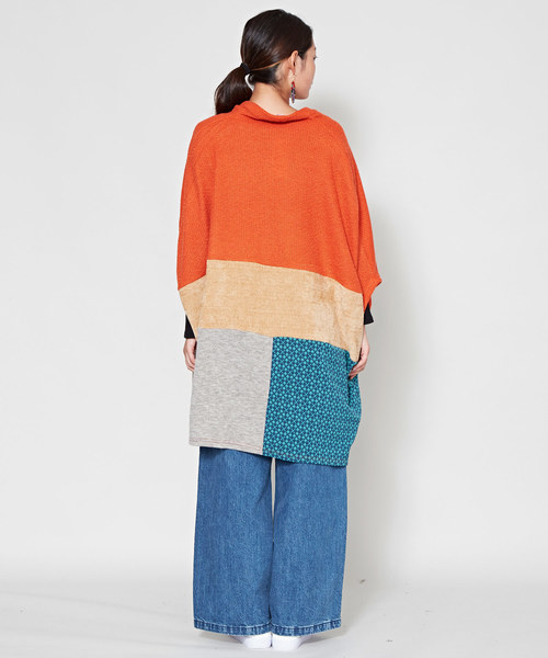 チャイハネ（チャイハネ）の「【チャイハネ】異素材ミックスパッチワークカーディガン（カーディガン/ボレロ・レディース・オレンジ/ネイビー/ベージュ・FREE）」の22枚目の写真