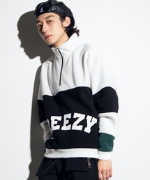 WEGO/切替ロゴハーフジップビッグシルエットプルオーバー