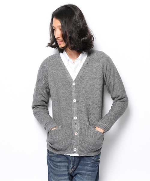 MEN'S MELROSE（メンズメルローズ）の「引き揃えタック編みカーディガン（カーディガン/ボレロ・メンズ・グレー/ホワイト/ブルー・MEDIUM/LARGE）」の2枚目の写真