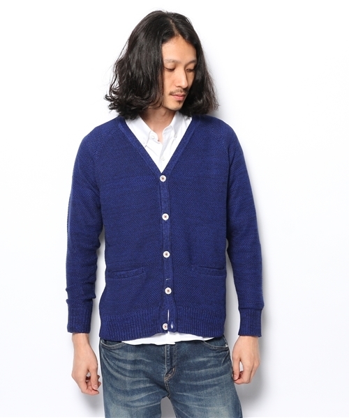 MEN'S MELROSE（メンズメルローズ）の「引き揃えタック編みカーディガン（カーディガン/ボレロ・メンズ・グレー/ホワイト/ブルー・MEDIUM/LARGE）」の7枚目の写真