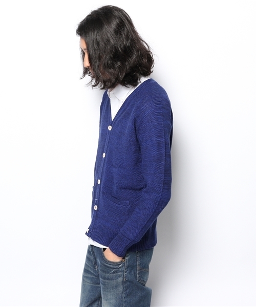 MEN'S MELROSE（メンズメルローズ）の「引き揃えタック編みカーディガン（カーディガン/ボレロ・メンズ・グレー/ホワイト/ブルー・MEDIUM/LARGE）」の8枚目の写真