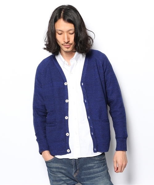 MEN'S MELROSE（メンズメルローズ）の「引き揃えタック編みカーディガン（カーディガン/ボレロ・メンズ・グレー/ホワイト/ブルー・MEDIUM/LARGE）」の10枚目の写真