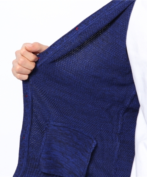 MEN'S MELROSE（メンズメルローズ）の「引き揃えタック編みカーディガン（カーディガン/ボレロ・メンズ・グレー/ホワイト/ブルー・MEDIUM/LARGE）」の5枚目の写真