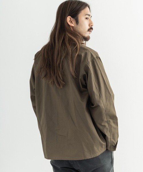 セール オーバーサイズ ショート丈ノーカラーミリタリージャケット ミリタリージャケット Revo レボ のファッション