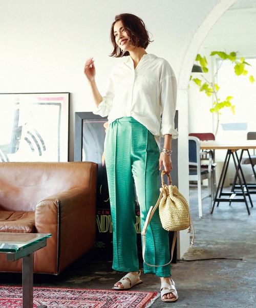 BAYFLOW（ベイフロー）の「リネンカラーシャツ（シャツ/ブラウス・レディース・ライトブルー/オフホワイト/カーキ/イエロー/オレンジ・SMALL/MEDIUM）」の9枚目の写真