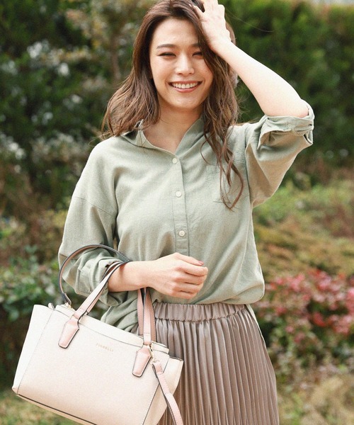 BAYFLOW（ベイフロー）の「リネンカラーシャツ（シャツ/ブラウス・レディース・ライトブルー/オフホワイト/カーキ/イエロー/オレンジ・SMALL/MEDIUM）」の10枚目の写真