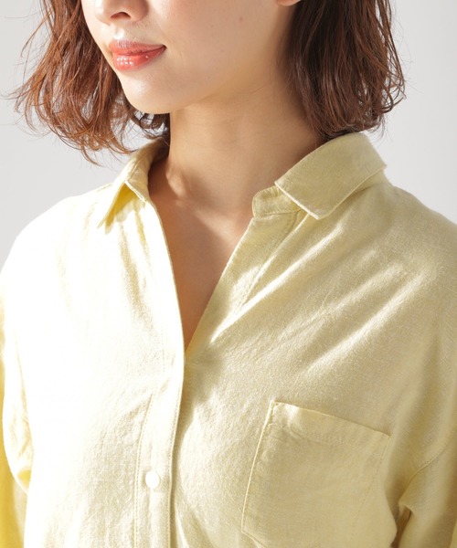 BAYFLOW（ベイフロー）の「リネンカラーシャツ（シャツ/ブラウス・レディース・ライトブルー/オフホワイト/カーキ/イエロー/オレンジ・SMALL/MEDIUM）」の18枚目の写真