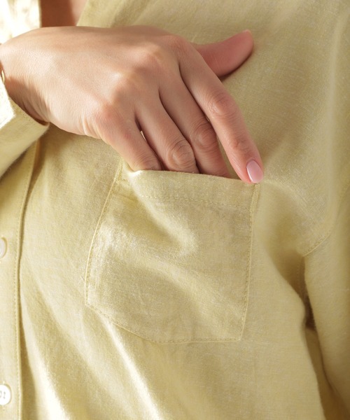 BAYFLOW（ベイフロー）の「リネンカラーシャツ（シャツ/ブラウス・レディース・ライトブルー/オフホワイト/カーキ/イエロー/オレンジ・SMALL/MEDIUM）」の21枚目の写真
