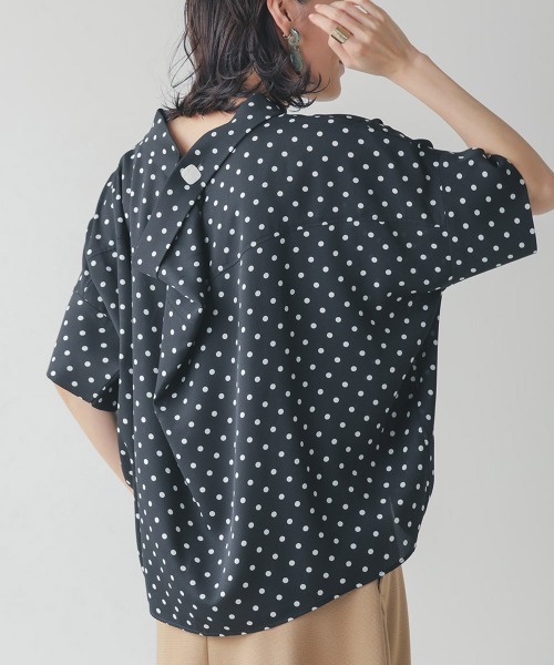 Bou Jeloud（ブージュルード）の「アソート柄ロールネックブラウス（シャツ/ブラウス・レディース・ブラック/オフホワイト・38）」の2枚目の写真