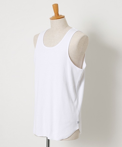 AZUL by moussy（アズールバイマウジー）の「HEAVY WAFFLE TANK TOP/ヘビーワッフルタンクトップ（タンクトップ・メンズ・ベージュ/ブラック/ホワイト・LARGE/MEDIUM）」の4枚目の写真