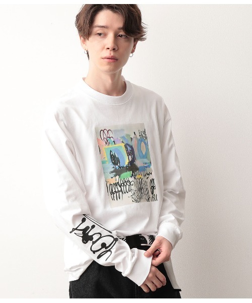 JUNRED（ジュンレッド）の「【Ryuji KamiyamaxJUNREDコラボ】アート長袖Tシャツ（Tシャツ/カットソー・メンズ・ホワイト/ホワイト系その他/ベージュ/パープル・M/L）」の3枚目の写真