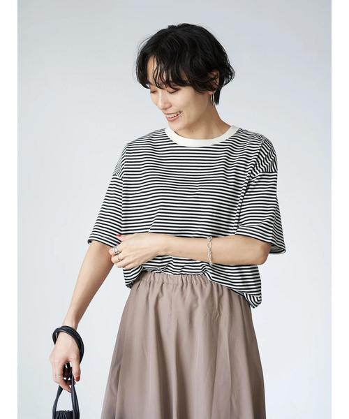 AMERICAN HOLIC(アメリカンホリック)の「クルーネック半袖カットプルオーバー 〇*(Tシャツ/カットソー・レディース・ブラック/ネイビー/ブラウン/オフホワイト/アイボリー/キャメル/その他7/ホワイト系その他4・M/L)」の8枚目の写真