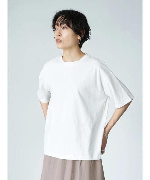 AMERICAN HOLIC(アメリカンホリック)の「クルーネック半袖カットプルオーバー 〇*(Tシャツ/カットソー・レディース・ブラック/ネイビー/ブラウン/オフホワイト/アイボリー/キャメル/その他7/ホワイト系その他4・M/L)」の3枚目の写真