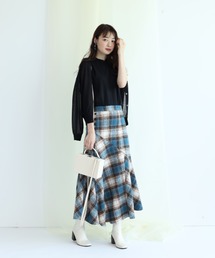 マイストラーダ　切り替えチェックロングスカート Mystrada（マイストラーダ）の「切り替えチェックスカート