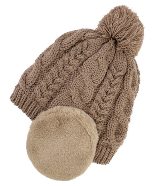 polcadot（ポルカドット）の「EAR COVER BONBON WATCH/イヤーカバーファー ニット（ニットキャップ/ビーニー・レディース・アイボリー/グレー/ベージュ/ラベンダー/ライトグレー/ブラック/ブルー/ライトグリーン/ライトベージュ・FREE）」の5枚目の写真