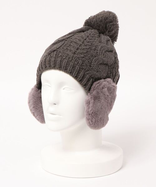 polcadot（ポルカドット）の「EAR COVER BONBON WATCH/イヤーカバーファー ニット（ニットキャップ/ビーニー・レディース・アイボリー/グレー/ベージュ/ラベンダー/ライトグレー/ブラック/ブルー/ライトグリーン/ライトベージュ・FREE）」の14枚目の写真