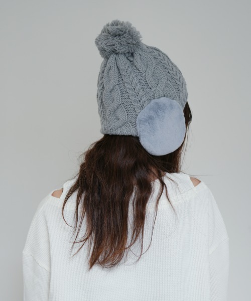 polcadot（ポルカドット）の「EAR COVER BONBON WATCH/イヤーカバーファー ニット（ニットキャップ/ビーニー・レディース・アイボリー/グレー/ベージュ/ラベンダー/ライトグレー/ブラック/ブルー/ライトグリーン/ライトベージュ・FREE）」の20枚目の写真
