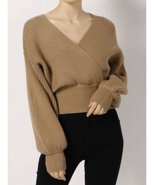 EMODA（エモダ）の「カシュクールショートニット（ニット/セーター・レディース・ベージュ/ブラック/グレー・FREE）」の18枚目の写真