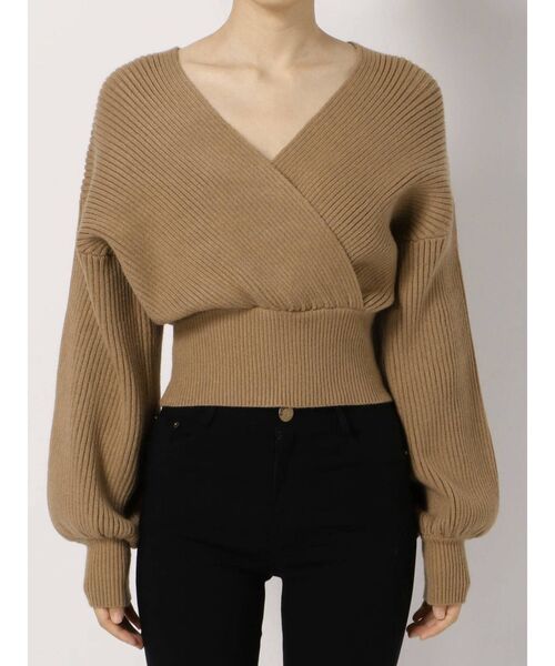 EMODA（エモダ）の「カシュクールショートニット（ニット/セーター・レディース・ベージュ/ブラック/グレー・FREE）」の21枚目の写真