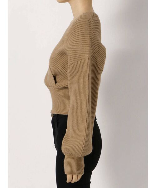 EMODA（エモダ）の「カシュクールショートニット（ニット/セーター・レディース・ベージュ/ブラック/グレー・FREE）」の4枚目の写真