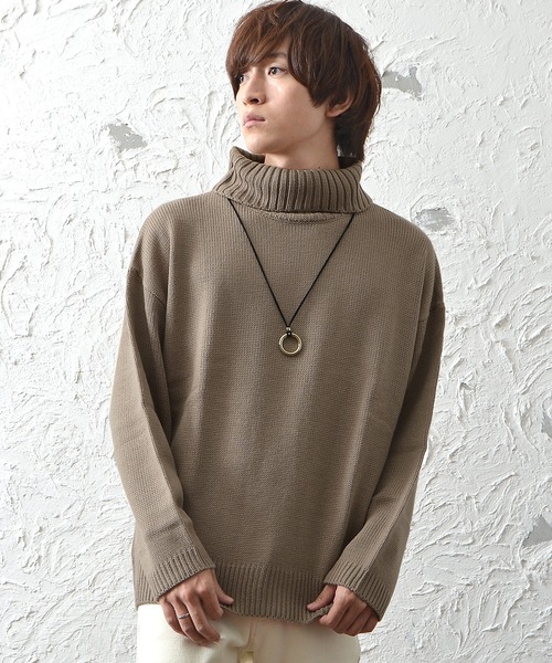 MinoriTY（マイノリティ）の「メンズオフタートルビッグニット（ニット/セーター・メンズ・ブラック/ホワイト/ベージュ・L/M/XL）」の12枚目の写真