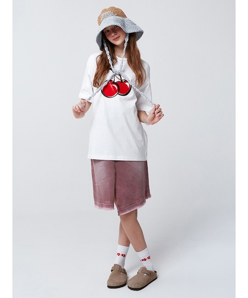 KIRSH（キルシー）の「【KOREA KIRSH オリジナルライン】『KIRSH/キルシー』BIG CHERRY T-SHIRT/ビックチェリー Tシャツ 半袖 カットソー（Tシャツ/カットソー・レディース・ホワイト/ブラック/グリーン/ブルー・FREE）」の8枚目の写真