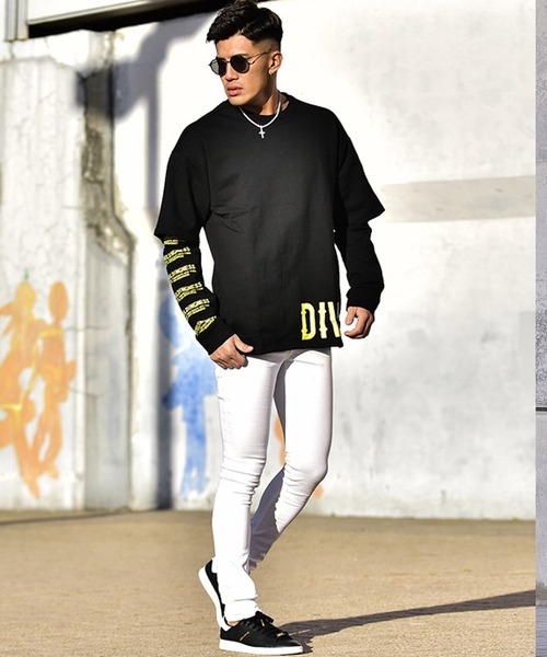 ストリートブランド スウェット Diviner ディヴァイナー のファッション 韓国ファッション スウェット セール スウェット Diviner フェイクレイヤードトレーナー スウェット 21新作 トップス 長袖