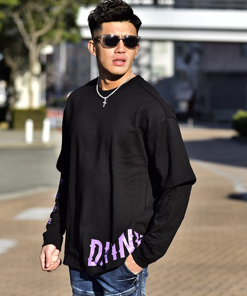 ストリートブランド スウェット Diviner ディヴァイナー のファッション 韓国ファッション スウェット セール スウェット Diviner フェイクレイヤードトレーナー スウェット 21新作 トップス 長袖