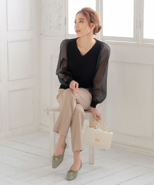 KOBE LETTUCE(コウベレタス)の「スクエアトゥギャザーバレエシューズ(バレエシューズ・レディース・ホワイト/ブラック/ベージュ/ライトカーキ・LL/M/L/S)」の11枚目の写真