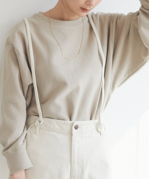 CRAFT STANDARD BOUTIQUE(クラフトスタンダードブティック)の「サイドリブ切り替え裏毛プルオーバー *◇(スウェット)」|ベージュ