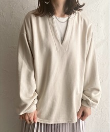 キーネックビッグシルエット長袖スウェット