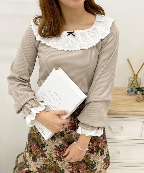 apres jour(アプレジュール)の「コットンレースフリルリブトップス【ZOZOTOWN限定アイテム】(Tシャツ/カットソー・レディース・オフホワイト/ベージュ/ブラック・X-LARGE/フリー)」の15枚目の写真