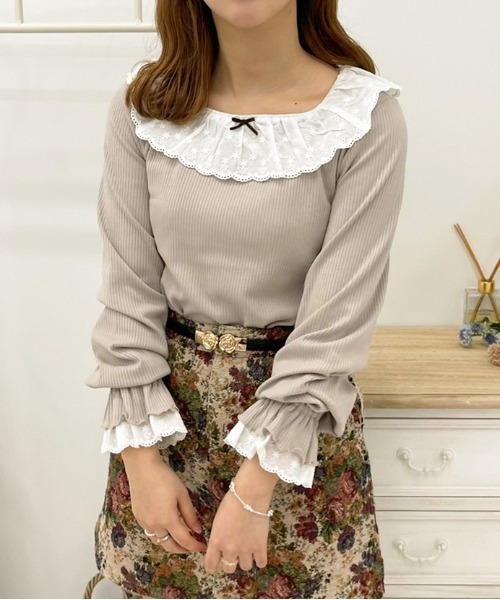 apres jour(アプレジュール)の「コットンレースフリルリブトップス【ZOZOTOWN限定アイテム】(Tシャツ/カットソー・レディース・オフホワイト/ベージュ/ブラック・X-LARGE/フリー)」の17枚目の写真