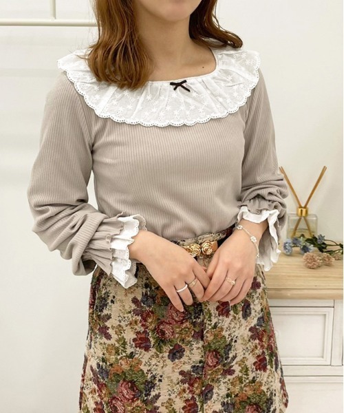 apres jour(アプレジュール)の「コットンレースフリルリブトップス【ZOZOTOWN限定アイテム】(Tシャツ/カットソー・レディース・オフホワイト/ベージュ/ブラック・X-LARGE/フリー)」の21枚目の写真