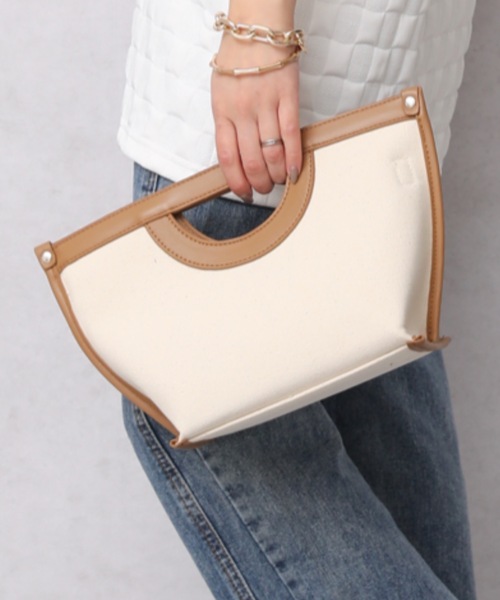 ap retro（アプレトロ）の「キャンバス×レザーハンドバック【ZOZO限定アイテム】（ハンドバッグ・レディース・ベージュ/ブラック/ブラウン・FREE）」の3枚目の写真