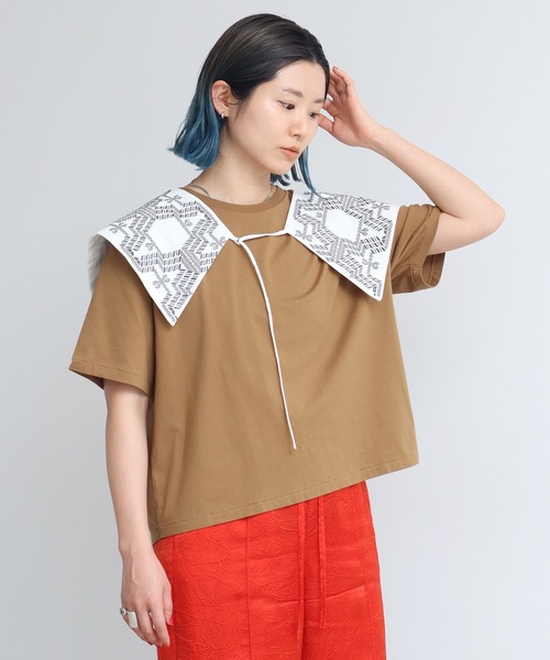 nitca（ニトカ）の「トライバルヘキサゴン刺繍つけ襟（付け襟・レディース・ホワイト/ブラック/その他/ライトグレー・FREE）」の5枚目の写真