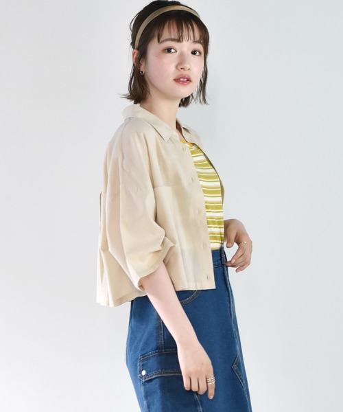 RETRO GIRL（レトロガール）の「デカポケ半袖シャツ（シャツ/ブラウス・レディース・オレンジ/アイボリー/グリーン/ブルー・FREE）」の2枚目の写真