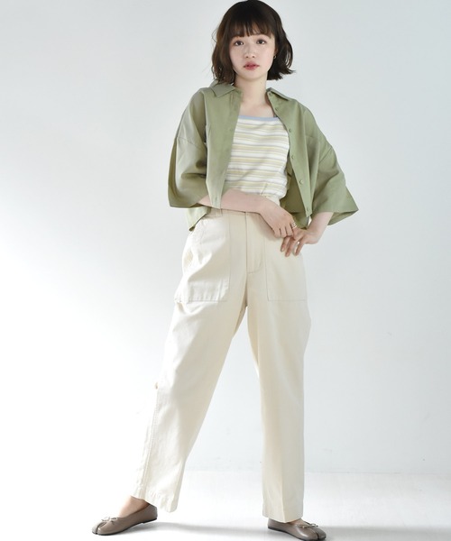 RETRO GIRL（レトロガール）の「デカポケ半袖シャツ（シャツ/ブラウス・レディース・オレンジ/アイボリー/グリーン/ブルー・FREE）」の8枚目の写真