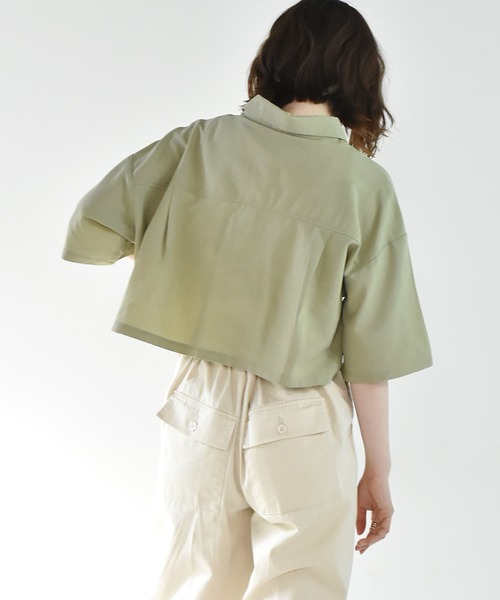 RETRO GIRL（レトロガール）の「デカポケ半袖シャツ（シャツ/ブラウス・レディース・オレンジ/アイボリー/グリーン/ブルー・FREE）」の16枚目の写真