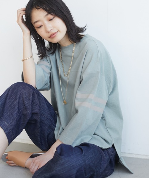 CRAFT STANDARD BOUTIQUE（クラフトスタンダードブティック）の「フットボールカットプルオーバー　＊（Tシャツ/カットソー・レディース・カーキ/ライトグレー/アイボリー/グレー・FREE）」の4枚目の写真