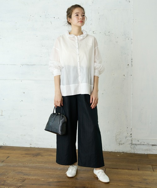 PUAL CE CIN（ピュアルセシン）の「ボイル襟フリルブラウス（シャツ/ブラウス・レディース・ホワイト/ブラック/ベージュ・FREE）」の20枚目の写真