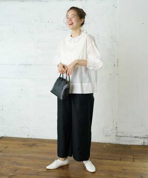 PUAL CE CIN（ピュアルセシン）の「ボイル襟フリルブラウス（シャツ/ブラウス・レディース・ホワイト/ブラック/ベージュ・FREE）」の4枚目の写真